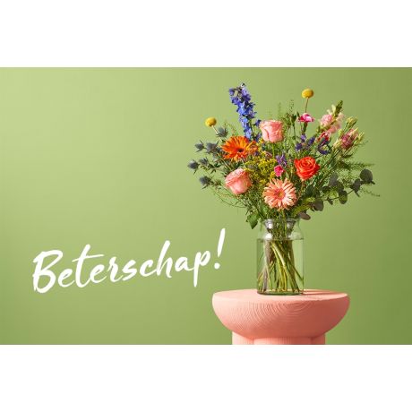 Beterschap met boeket