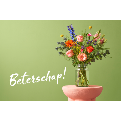 Beterschap met boeket