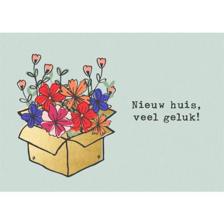 Bloemen wenskaart nieuw huis