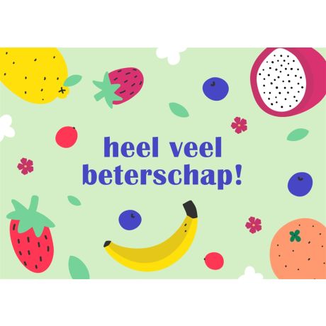 Fruit en bloemen wenskaart beterschap