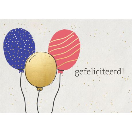 Wenskaart gefeliciteerd met balonnen