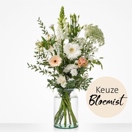 Boeket Plukboeket wit - Keuze bloemist